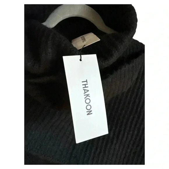 NWT Thakoon Chunky Scarf Ribbed Knit Turtleneck Sweater Black Size Small - Picture 4 of 7